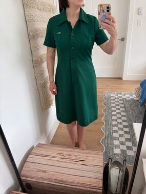 Vintage Green Short-Sleeve Collared Dress Size Medium/Large